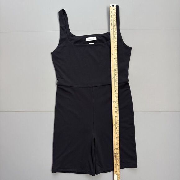 ARITZIA BABATON Size Large Square Neck Romper Bodysuit Shorts Black Stretch - Picture 6 of 13